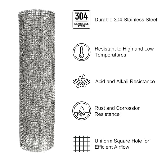 PATIKIL 40" L x 16" W Woven Wire Mesh, 6 Mesh 304 Stainless Steel Air Vent - Image 3