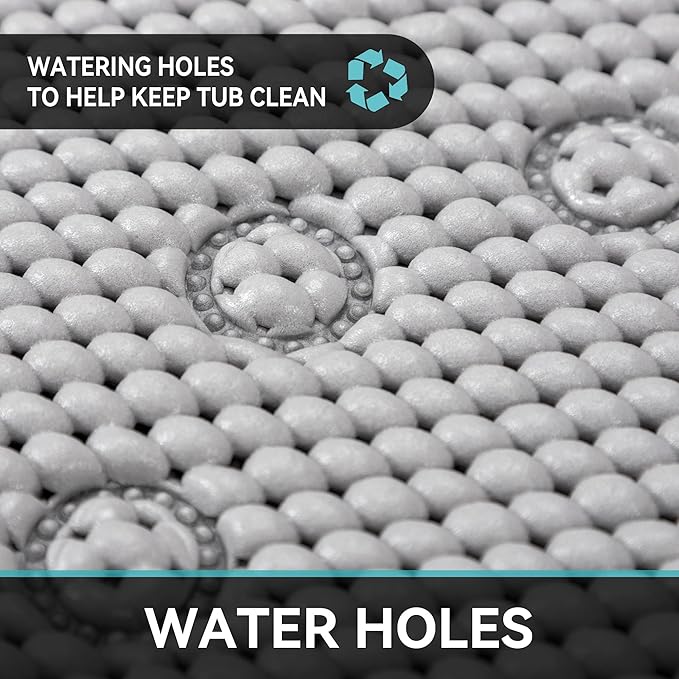 Double Layer Foam Non Slip Bathtub Mat 37x17in, More Comfortable and Thicker Tub Mat Than Ordinary Foam Shower Mat, Bath Mat for Tub with Suction for Comfort and Safety (Grey, 36'' x 17'')