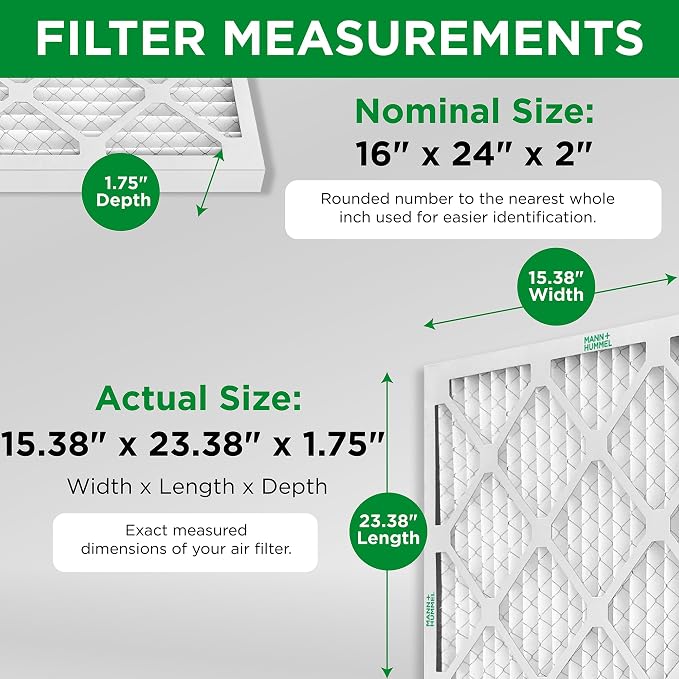Mann+Hummel 16x24x2 MERV 8 Pleated HVAC AC Furnace Air Filters. 4 Pack. - Image 2