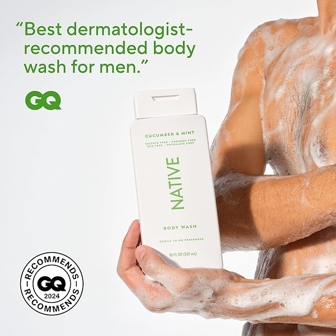 Native Body Wash Contains Naturally Derived Ingredients | For Women & Men, Sulfate, Paraben, & Dye Free Leaving Skin Soft and Hydrated | Cucumber & Mint 18 oz