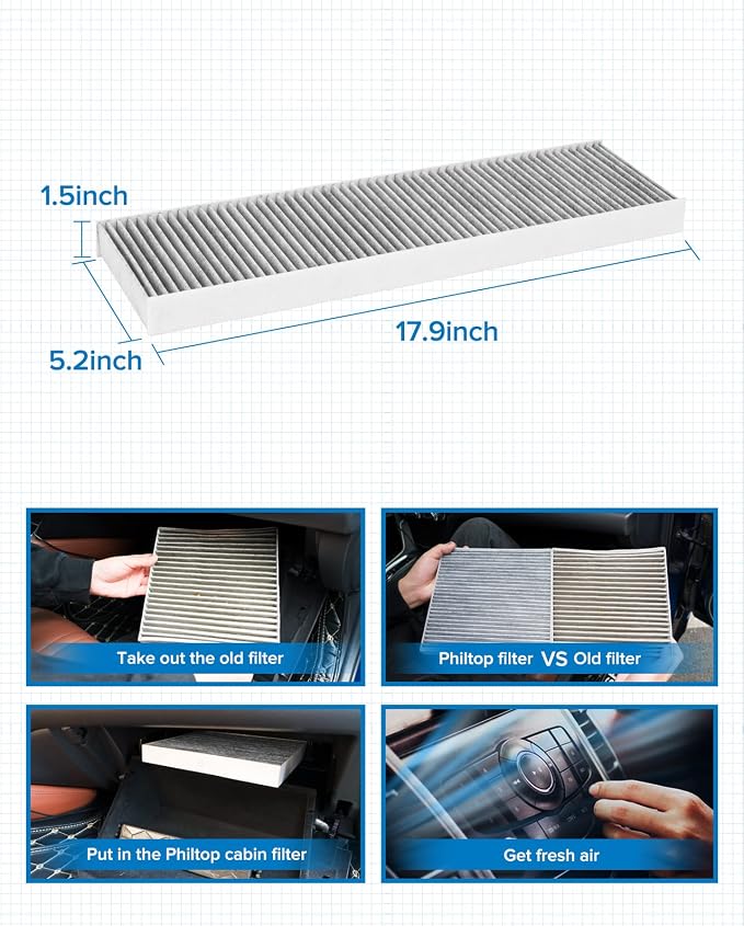 PHILTOP HEPA Cabin Air Filter w/Activated Carbon, Compatible - Image 8
