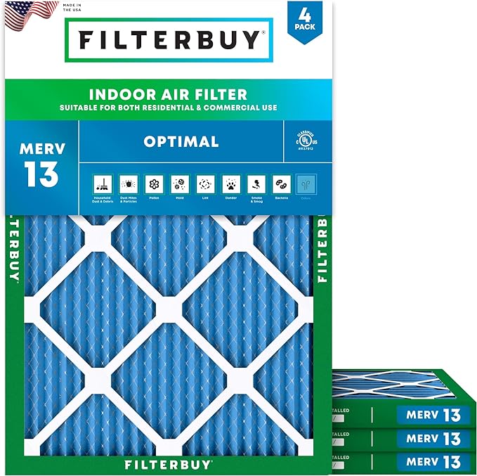 Filterbuy 14x16x1 Air Filter MERV 13 Optimal Smoke & Allergy Defense, by Filterbuy