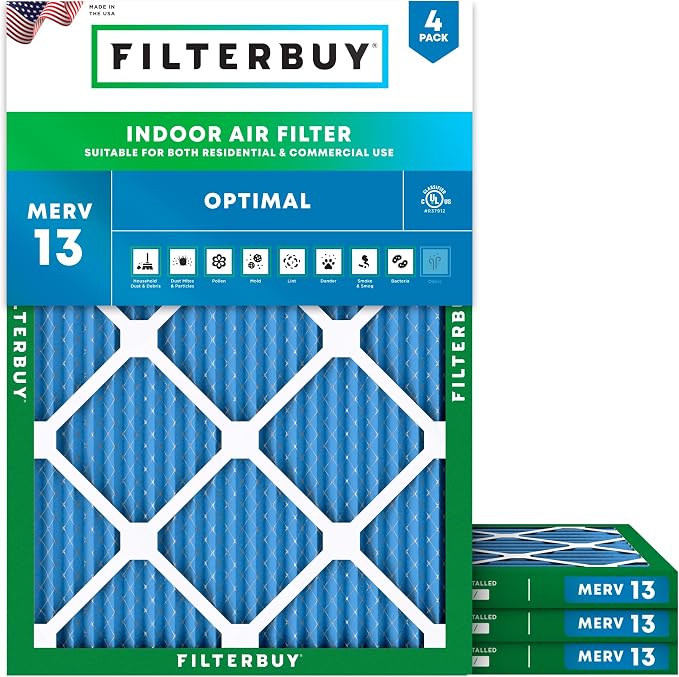 Filterbuy 16x22x1 Air Filter MERV 13 Optimal Smoke & Allergy Defense, by Filterbuy