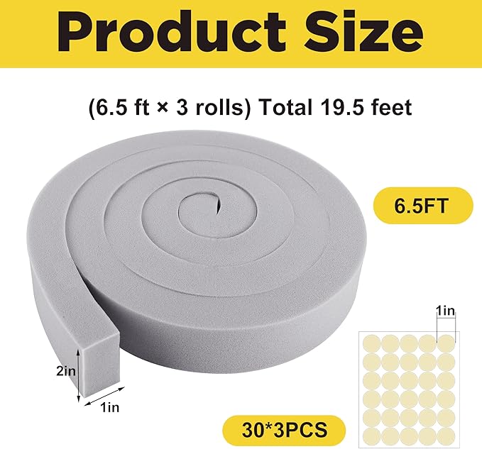 moonoom 3 Pcs Foam Air Conditioner Weatherseal Tape-2''x1''x6.5ft Air - Image 2
