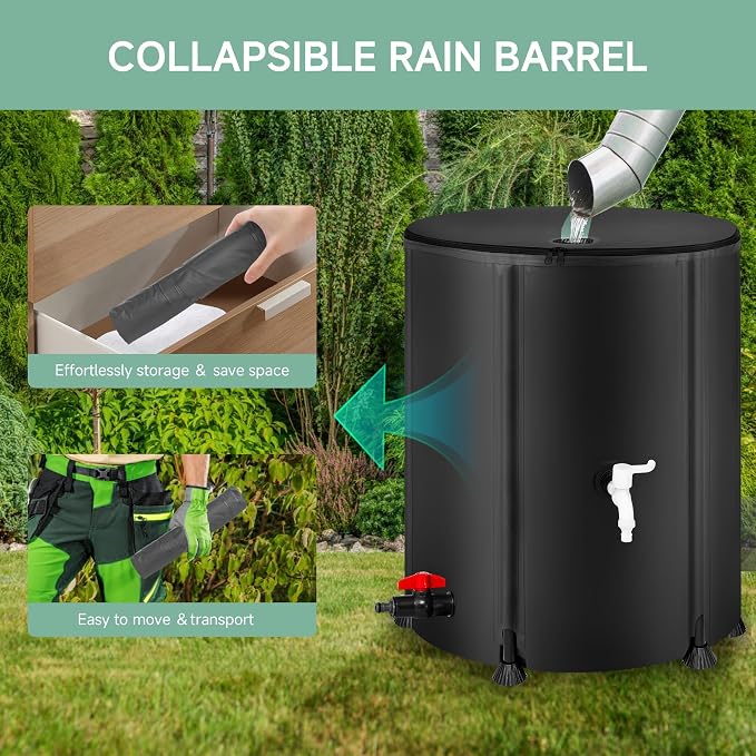 Collapsible Rain Barrel Water Storage Containers-53 Gallon Portable Rainwater - Image 3