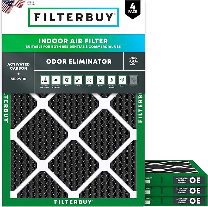Filterbuy 20x25x1 Air Filter MERV 10 Odor & Allergy Defense by Filterbuy