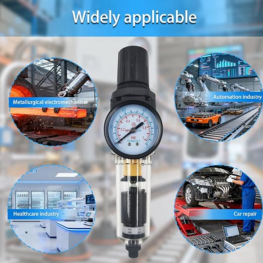 HengMinLingTong 1/4" NPT Compressed Air Filter Regulator Combo Piggyback - Image 7