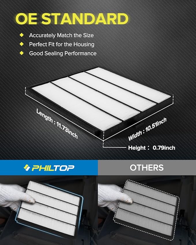 PHILTOP HEPA Cabin Air Filter w/Activated Carbon, Compatible - Image 2