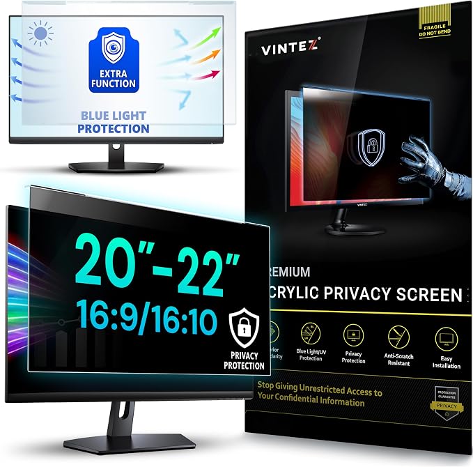 Universal Acrylic 20, 22 Inch Computer Privacy Screen Filter by VINTEZ