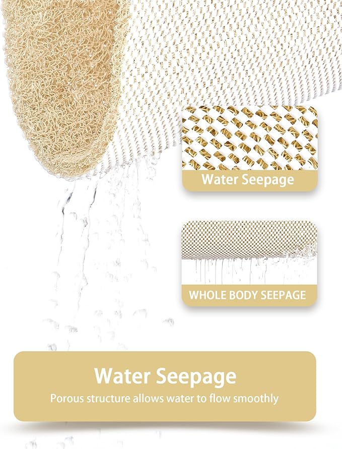Mecko Loofah Bath Mat for Tub - Quick-Dry Non-Slip Shower Mat, Extra Thick Textured Grip Bathtub Mat for Bathroom and Shower Floor, Indoor/Outdoor Use for Wet Areas (Beige, 17"x47")