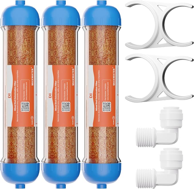 Mixed Bed Ion Exchange Aquarium Filter Resin 0 PPM RO DI Refillable Housing by MaxWater