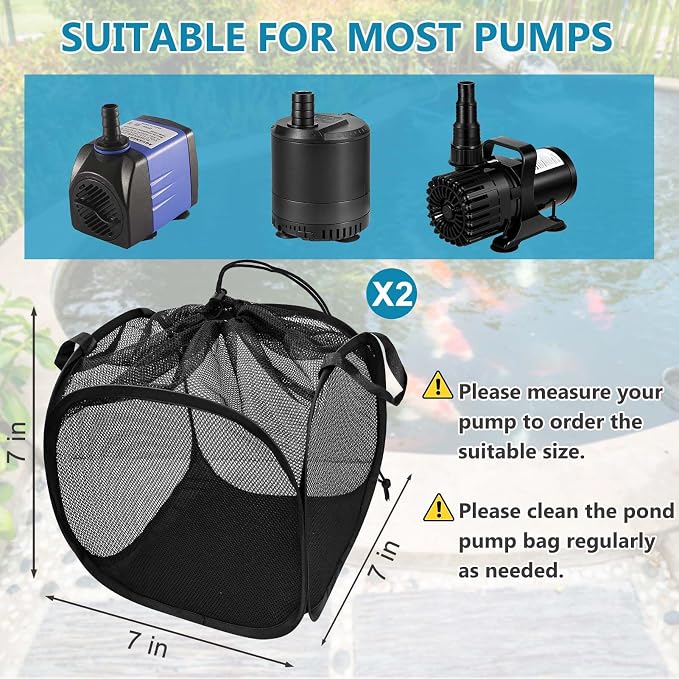 2Pcs Pop Up Pond Filter Bag 7inch Stainless Steel Wire Water Pump Barrier Box - Image 2