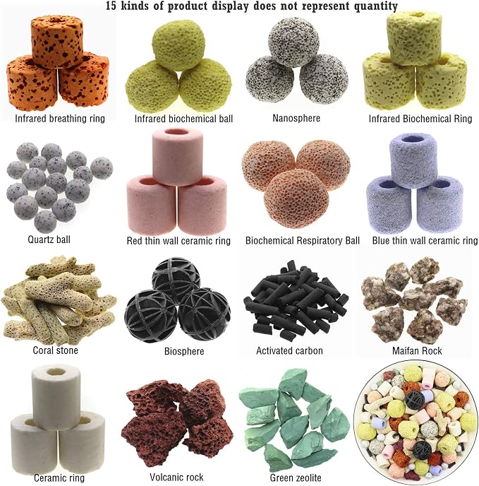 Aquarium Filter Media 15-in-1 Mineral Balls & Ceramic Rings - 1000g - Image 3