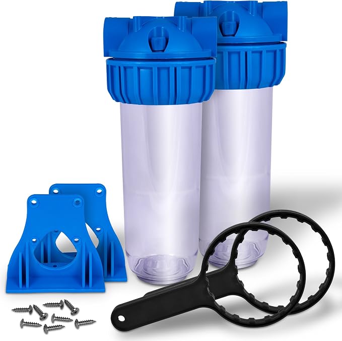 10 inch Transparent Standard Water Filter Housing, Presser Relief Button by Ronaqua