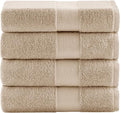 Comfort Spaces Turkish Bath Towel Set of 4 Piece 27x54 Medium 100% Cotton Towels Highly Absorbent Soft Quick Dry Shower for Bathroom Spa Beige Tan