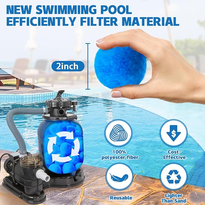 QwayHome 3.1 lbs Pool Filter Balls, Reusable Filter Sand Balls - Image 4