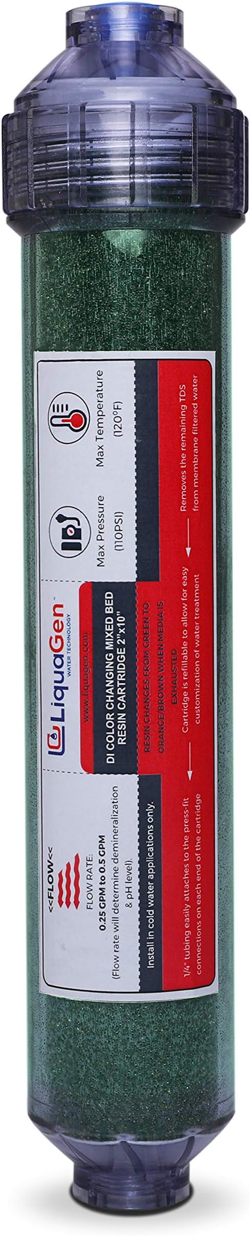 LiquaGen Color Changing Deionization Mixed Bed Replacement Inline Water Filter by LiquaGen