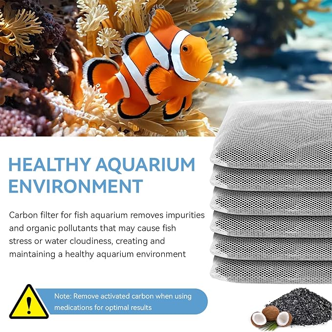 6 Pack Aquarium Activated Carbon Bags, Chemical Aquarium Filter Media, - Image 7