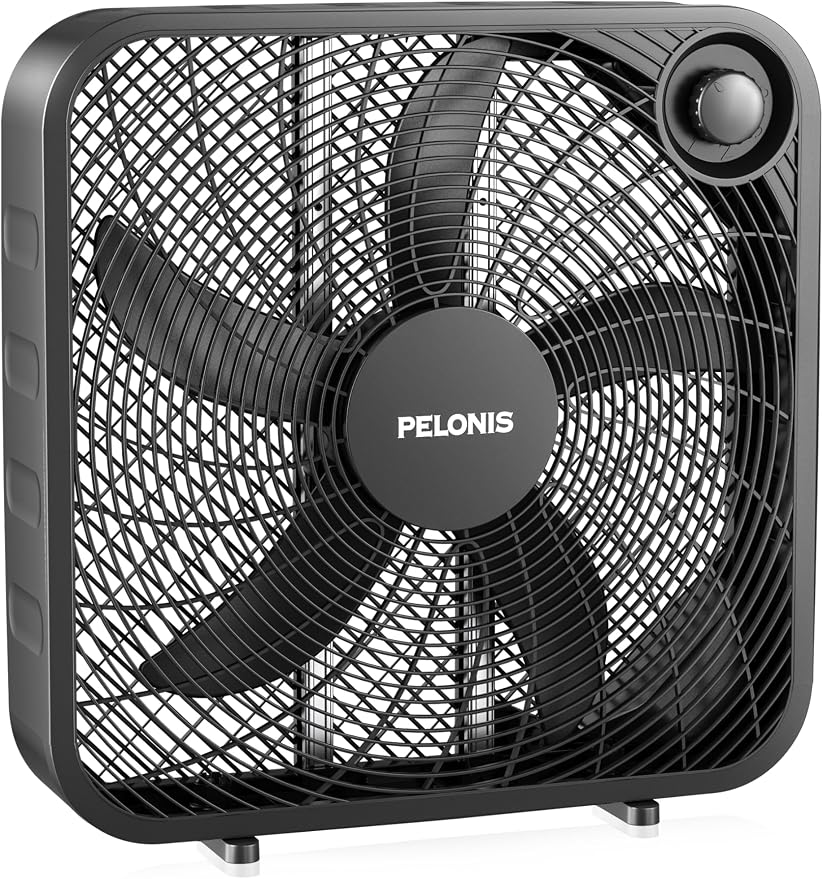 PELONIS 20 Inch Box Fan for Bedroom– 3 Speeds, Floor Fan, Window Fan, Table Fan by Unknown