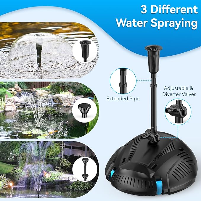 POPOSOAP Pond Filter with Pump Fountain Kits Built-in UV Clarifier, 660GPH/40W - Image 5
