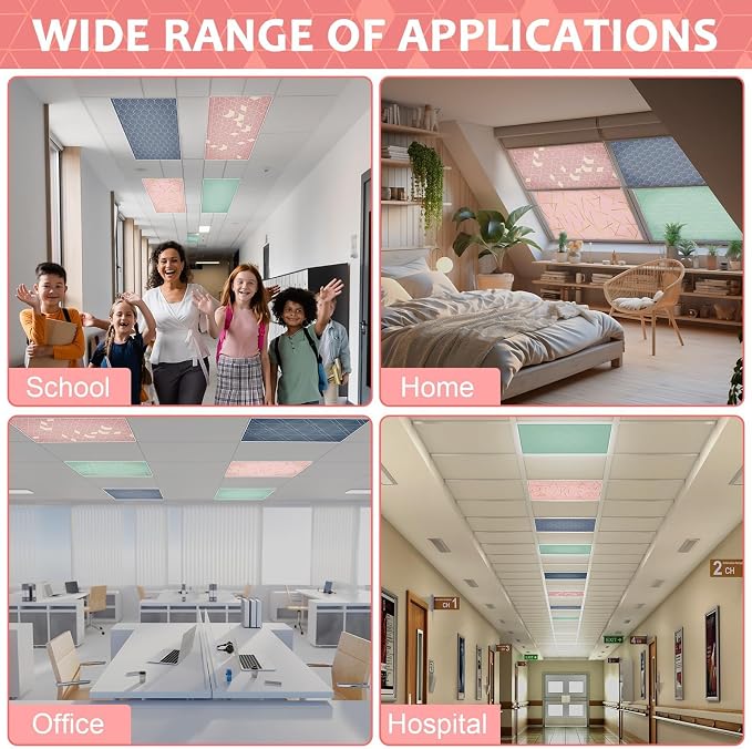 QOUBAI 12PCS Fluorescent Light Covers, 4x2 Feet Magnetic Light Cover - Image 6