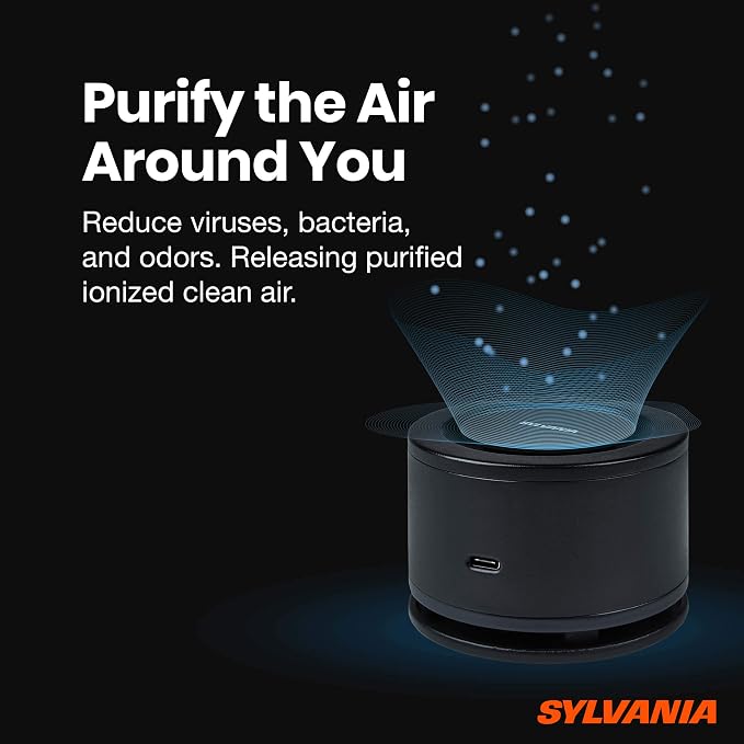 SYLVANIA - Airzing Mini Air Purifier - Vehicle, Office - Air Ionizer, USB-C - Image 2