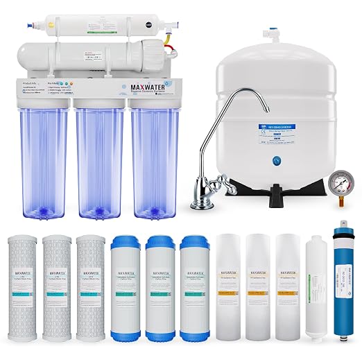 Max Water 5 Stage 100 GPD Reverse Osmosis Water Filtration System + Faucet-B + by MaxWater