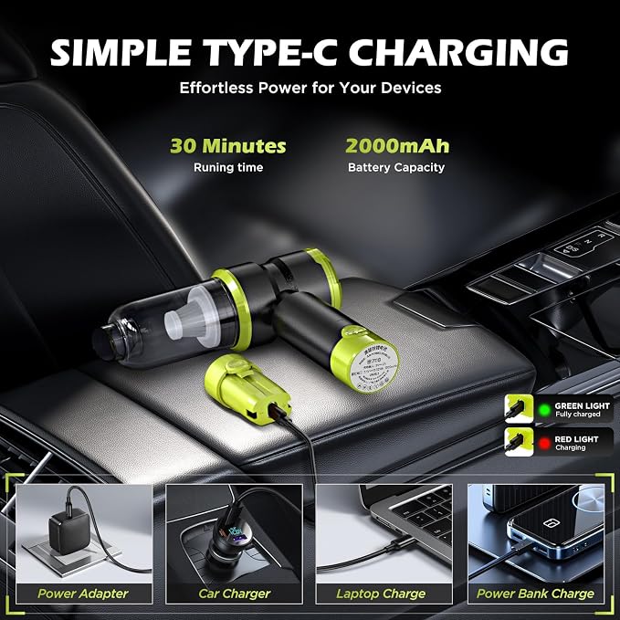 Handheld Car Vacuum with 15000PA Power, 4 in 1 Powerful Cordless Vacuum Cleaner - Image 5