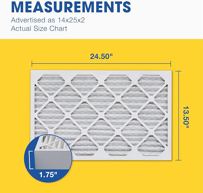 Aerostar 14x25x2 MERV 13 Pleated Air Filter, AC Furnace Air Filter, 6 Pack - Image 2