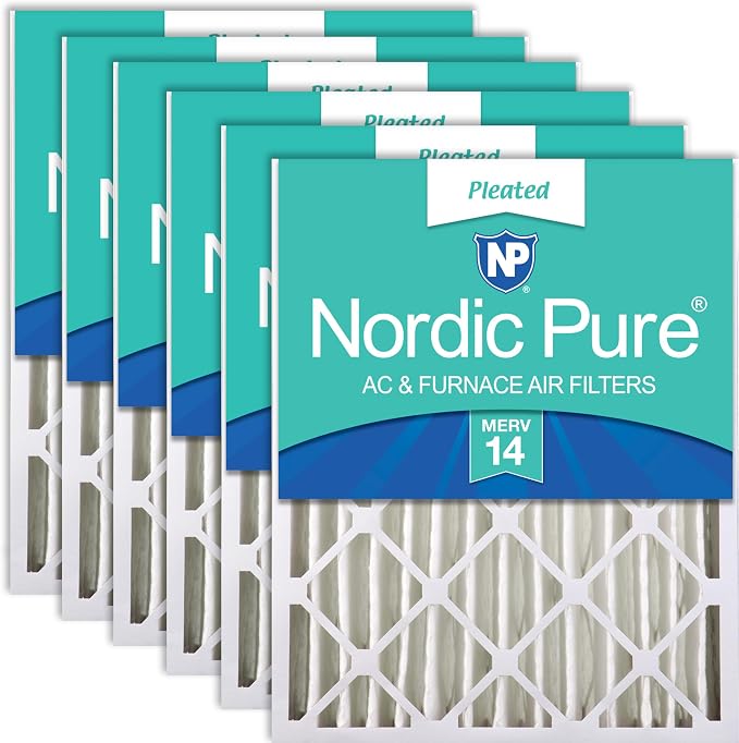 Nordic Pure 20x20x4 Pleated MERV 14 Air Filters 6 Pack by NordicPure