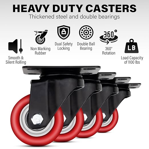 2 Inch Heavy Duty Casters Set of 4, Scratch Resistant & 360 Degree Rotatable - Image 3