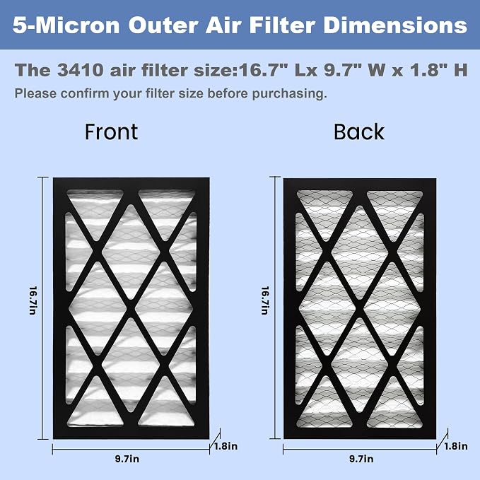 2 Pack 5-Micron Outer Air Filter Replacement Compatible - Image 2