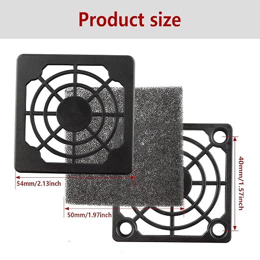 4 Pcs 50mm Black Square Plastic Cooling Fan Filter Cover, Dust Screen - Image 3