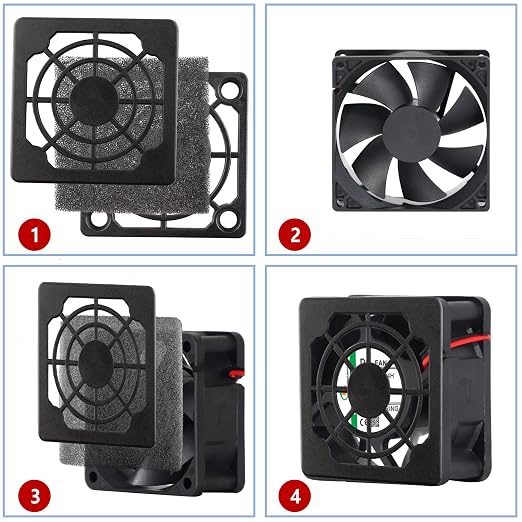 4 Pcs 50mm Black Square Plastic Cooling Fan Filter Cover, Dust Screen - Image 4