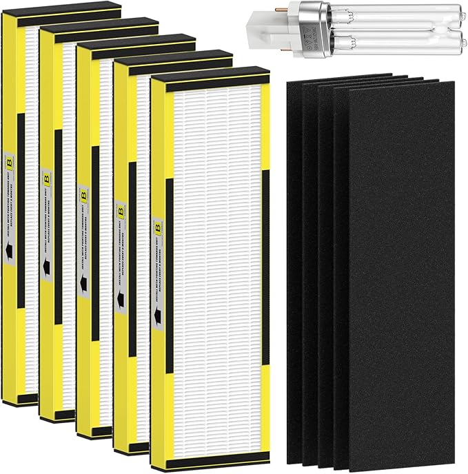 5 Pack FLT4825 True HEPA Filter B Replacement & 1 Replacement Bulb Compatible by FMDZFL