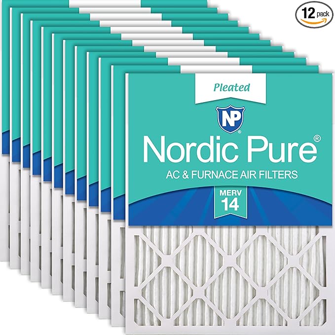 Nordic Pure 18x24x1 Pleated MERV 14 Air Filters 12 Pack by NordicPure