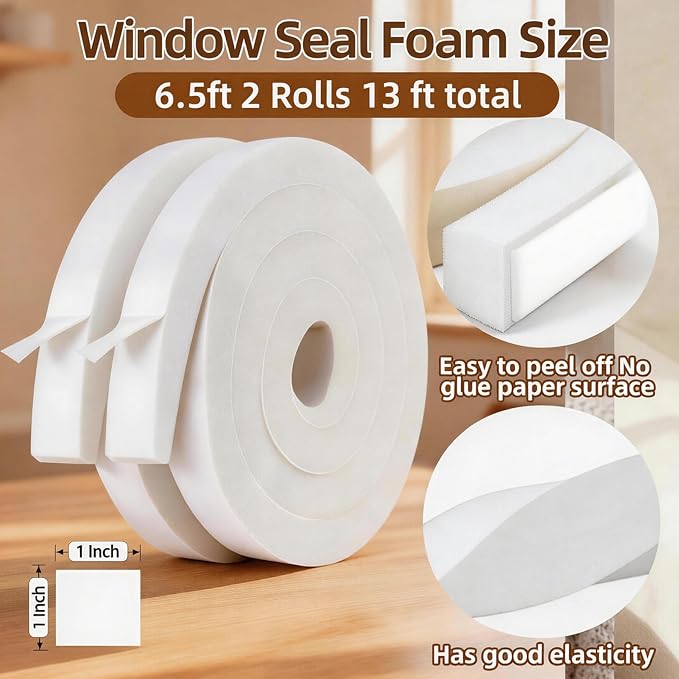 Air Conditioner Foam-2 Rolls, 1 Inch Wide X 1 Inch Thick Total 13 Feet Long - Image 2