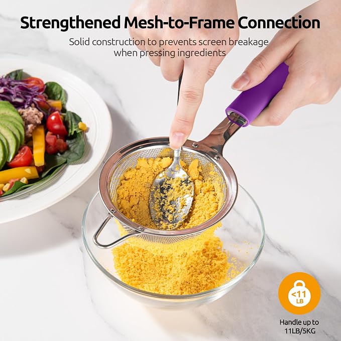 U-Taste Small Fine Mesh Strainer: 18/8 Stainless Steel 3.35in 30 Mesh Kitchen - Image 7
