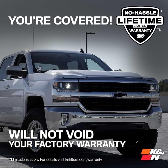 K&N Cold Air Intake System: Dry-Flow Air Filter, Increase Performance & Towing: - Image 9