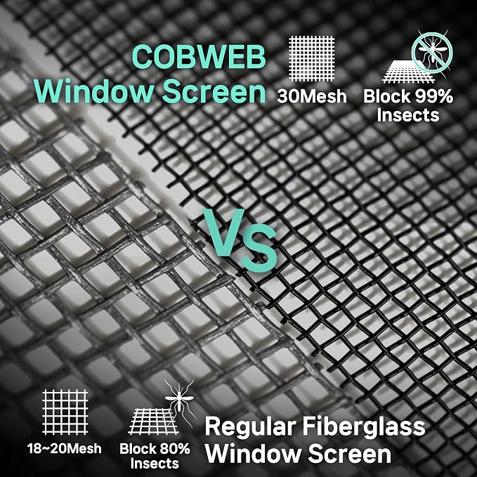 Premium Window Screen Replacement DIY KIT 39" 51" Blocks Rain, Pet Scratch - Image 5