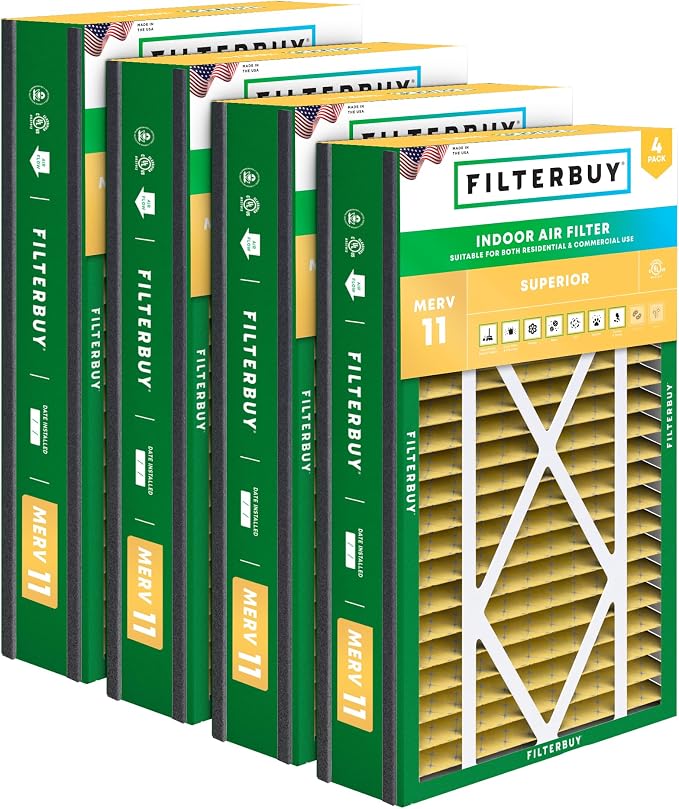 Filterbuy 16x25x5 Air Filter MERV 11 Superior Pet & Allergy Defense, by Filterbuy