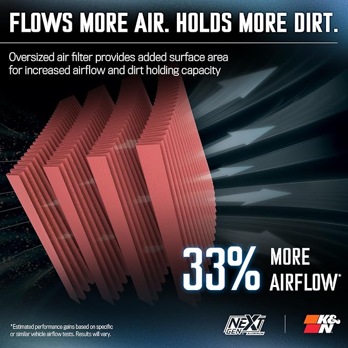 K&N NextGen Aluminum Cold Air Intake System: High-Flow Cotton Filter: Compatible - Image 6