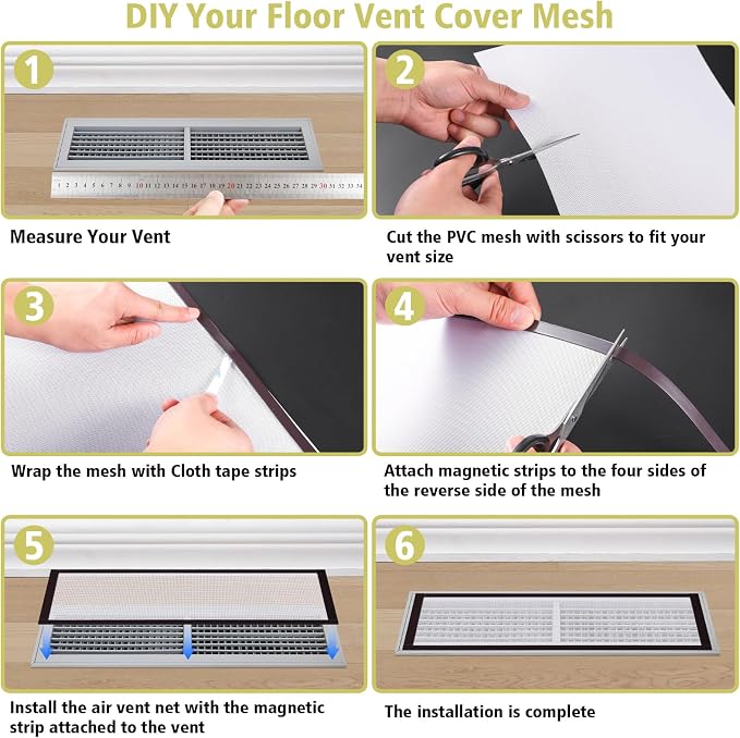 4 Pack 40cm x 30cm Magnetic Floor Vent Cover - Image 2