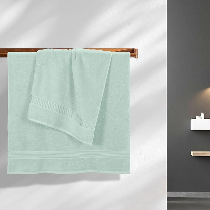 Elvana Home Cotton 2 Pack Oversized Bath Towel Set 28x55 inches, Large Bath Towels, Ultra Absorbant Compact Quickdry & Lightweight Towel, Ideal for Gym Travel Camp Pool - Sea Green