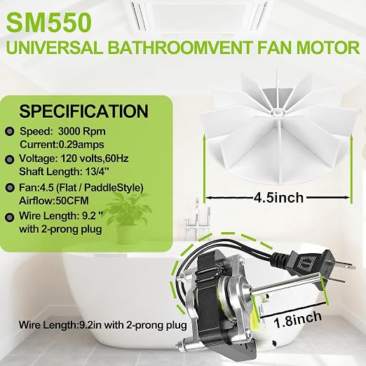 Universal SM550 Bathroom Exhaust Fan Motor Replacement Compatible - Image 4