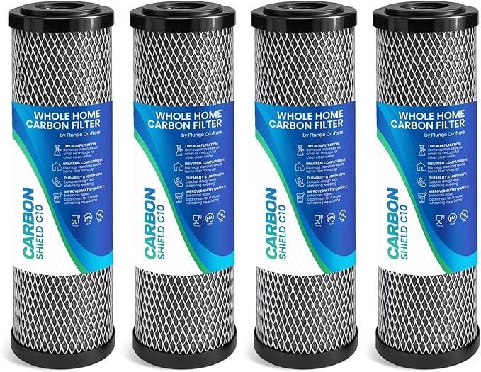 1 Micron 10" x 2.5" Activated Carbon Whole House Water Filter Replacement by PlungeCrafters
