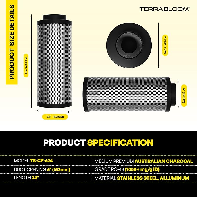 TerraBloom 6" x 24" Carbon Filter - Image 2