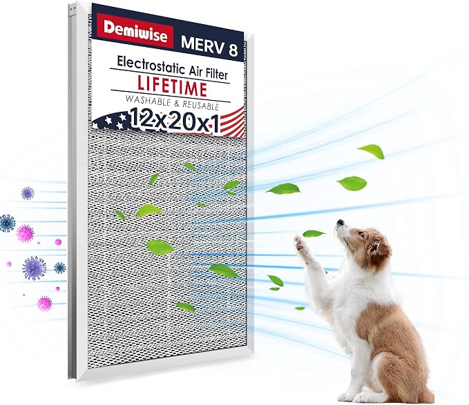 12x20x1 (Actual Size:11.75x19.75x0.86）Lifetime Electrostatic Air Filter by Demiwise