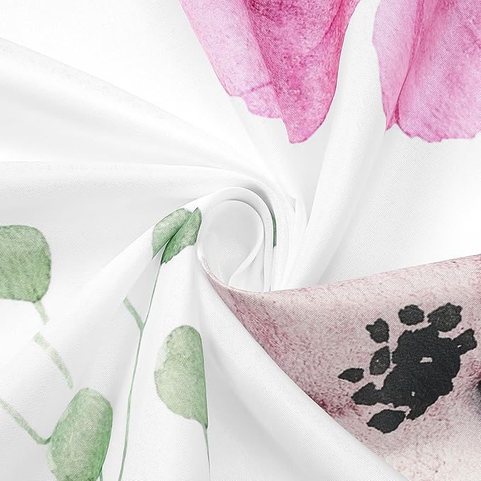 Gibelle Watercolor Floral Shower Curtain, Pink Beige Flower Shower Curtain for Bathroom, Modern Minimalist Waterproof Fabric Shower Curtain Set 72x72 Inch