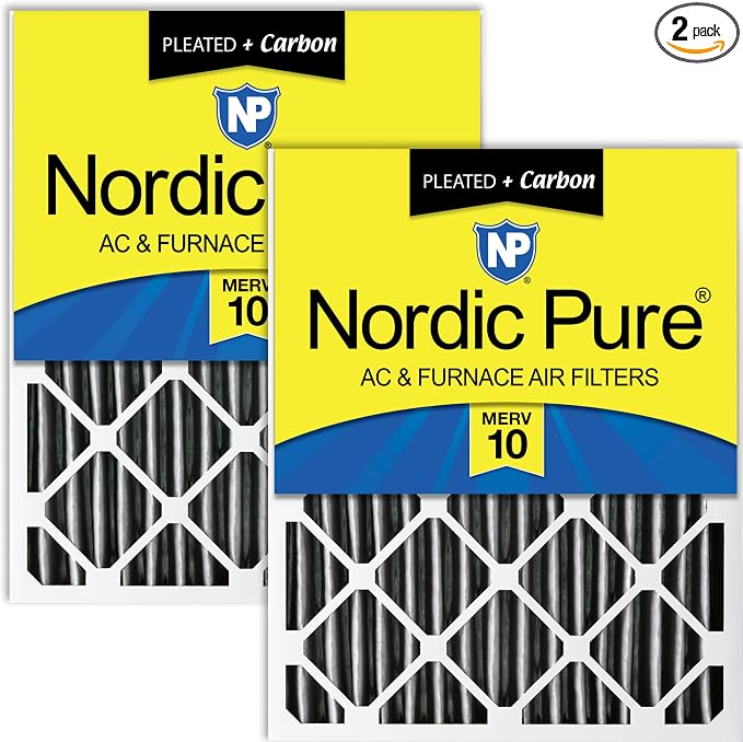 Nordic Pure 16x24x4 Furnace Air Filters MERV 10 Pleated + Carbon 2 Pack by NordicPure
